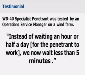 WD-40 Specialist Penetrant Estimated to Save Wind Farm Thousands of Dollars