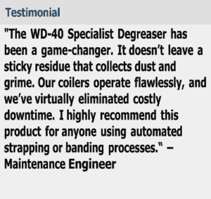WD-40 Specialist Industrial Strength Degreaser Estimated to Save Tubing Manufacturer $24,000 Annually